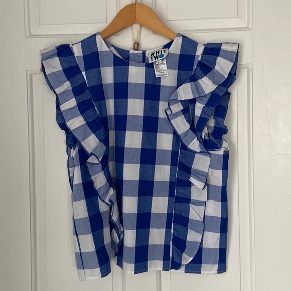 Anthro ruffle gingham button back top - Picture 4 of 7
